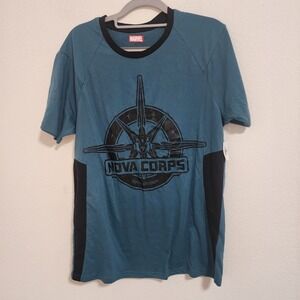 Marvel Nova Corps Terra Division Mens T Shirt Blue Black Graphic Tee Size M